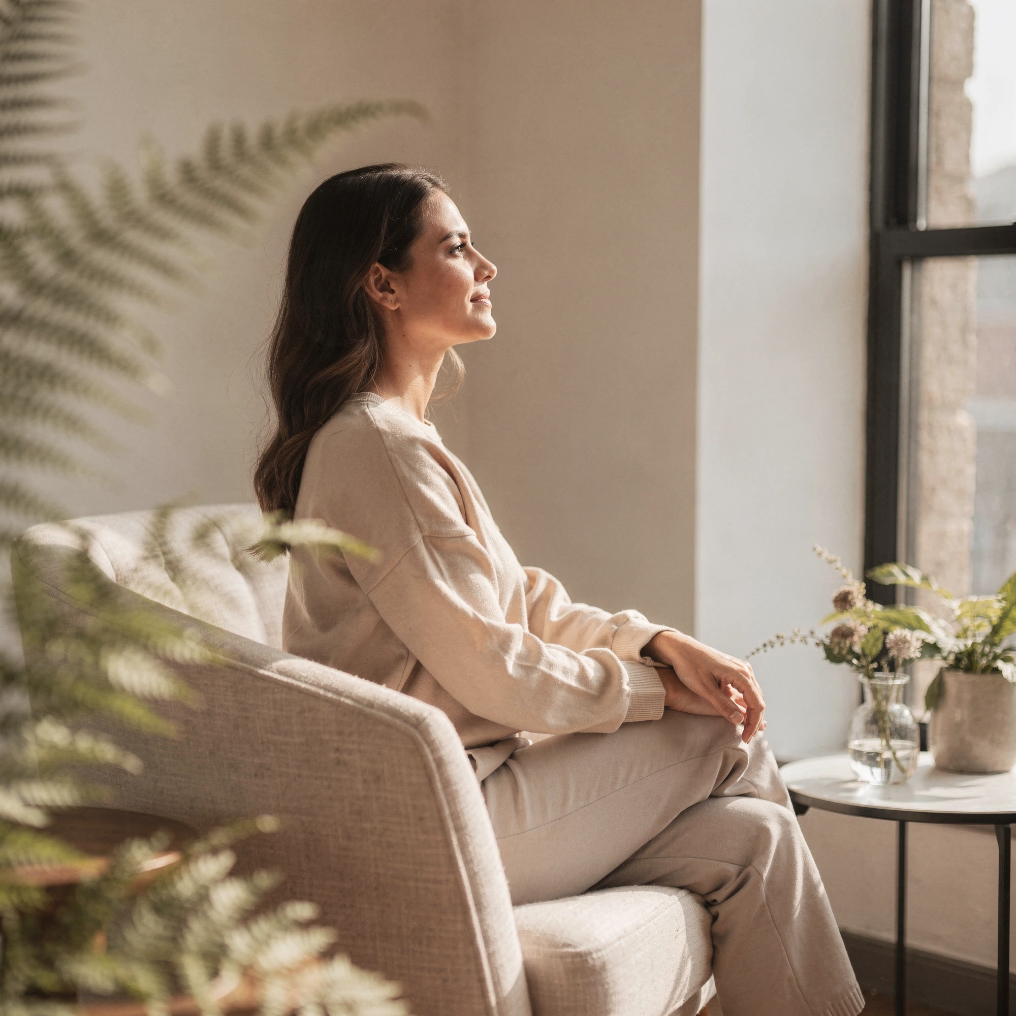 Woman relaxing in a calm, bright room — psychiatric care for Temple, TX